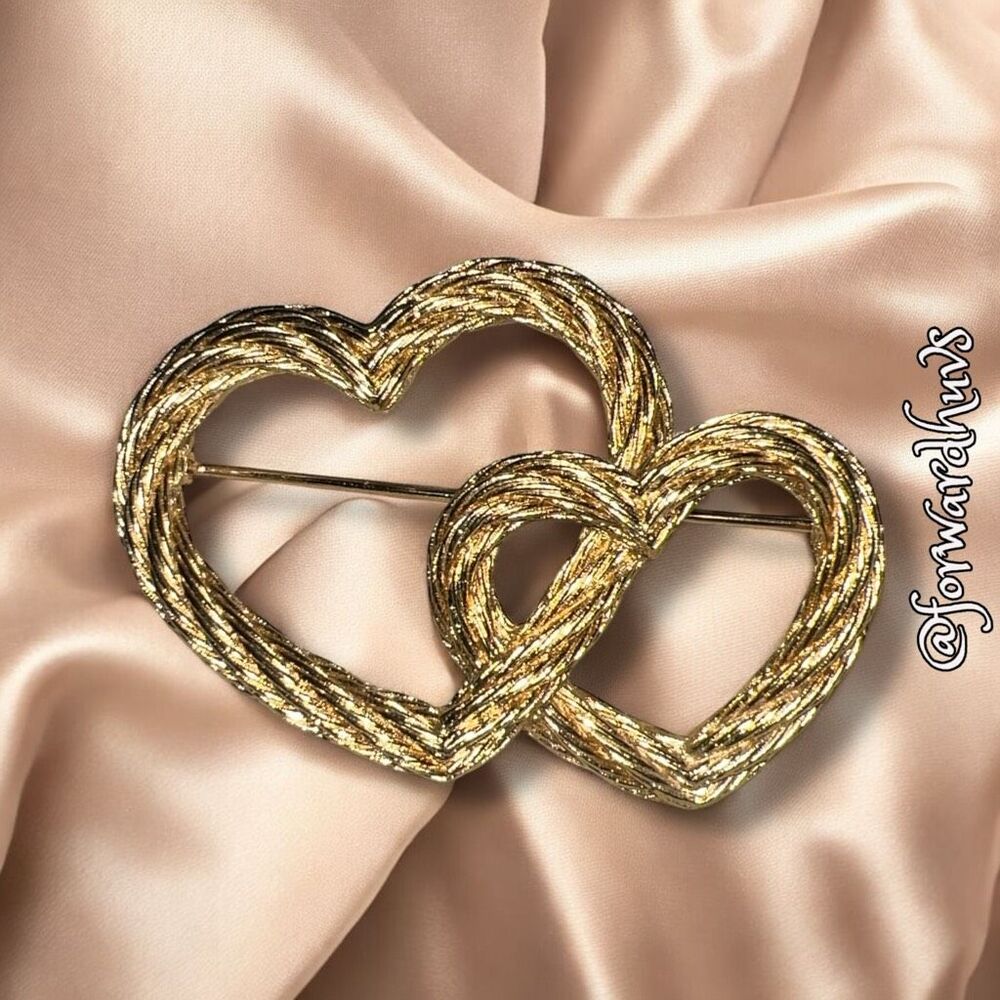 Christian Dior 1980 Vintage Double Heart Love Twist Rope Brooch
